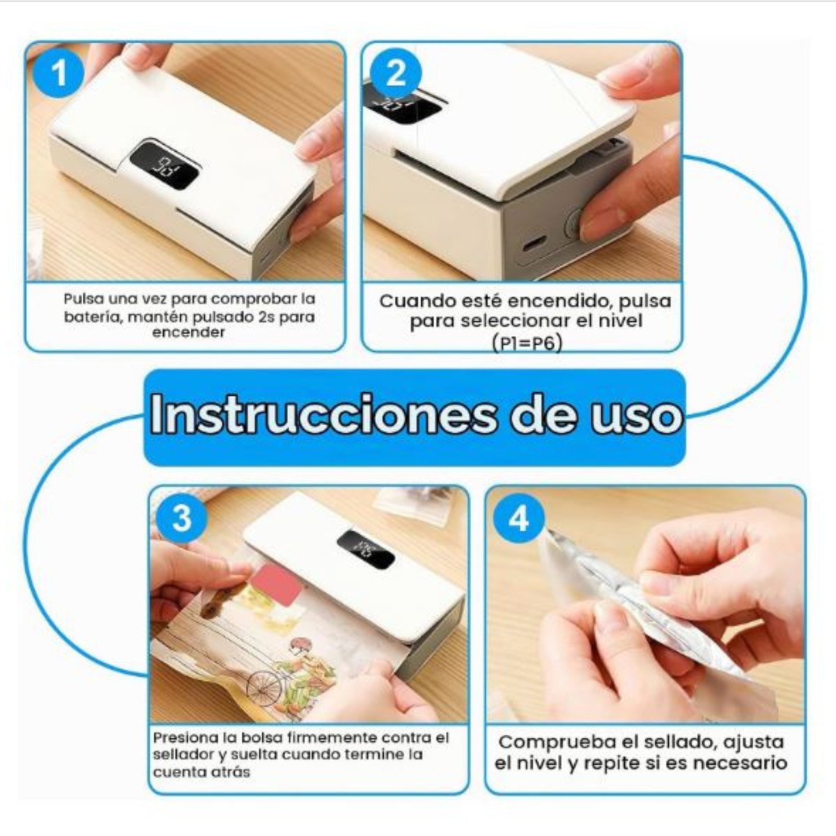 Mini Sellador de Bolsas 2 en 1 · Sella y Corta